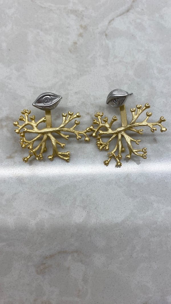 Göz Detay Ağaç Model Mat Gold Küpe