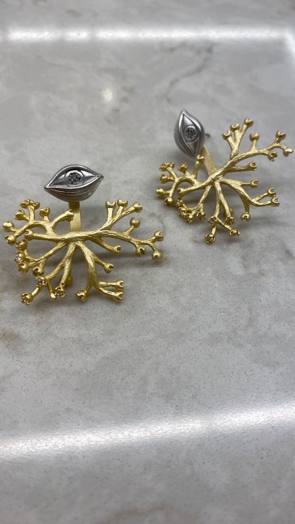 Göz Detay Ağaç Model Mat Gold Küpe