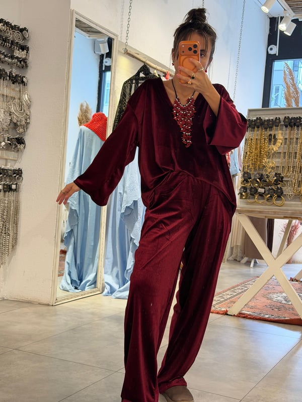 Kadife Bordo  Standart Takım