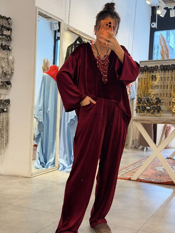 Kadife Bordo  Standart Takım