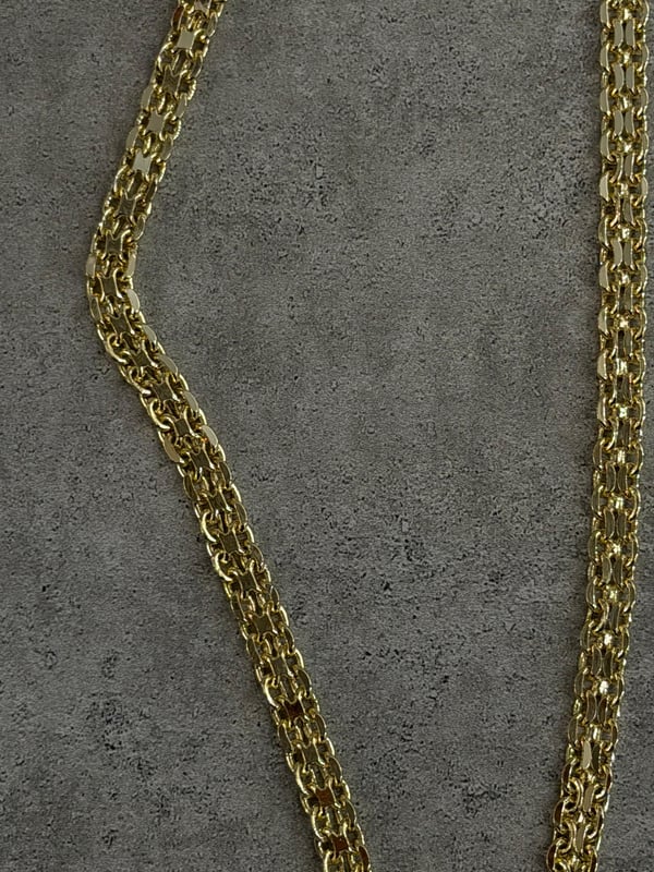 Kalın Zincir Geçmeli Gold Kolye