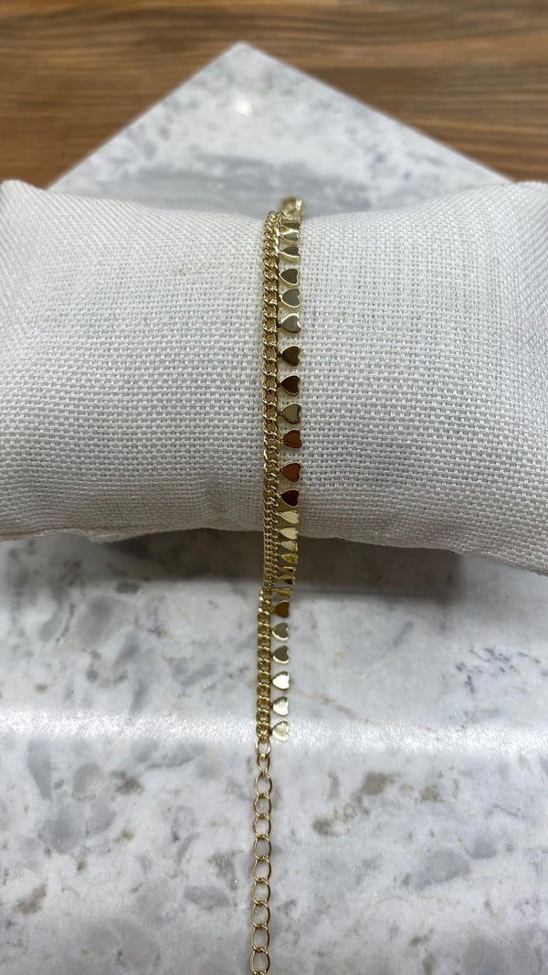 Kalp Pullu Gold Bileklik