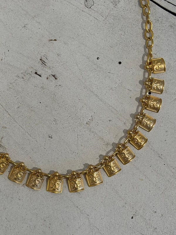 Kareli sembol gold bohem kolye