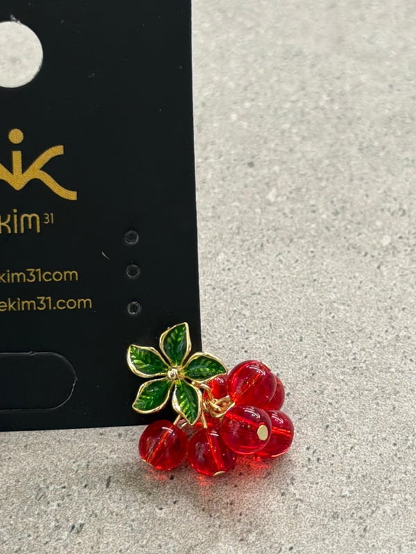 Kırmızı Üzüm Salkımı Küpe