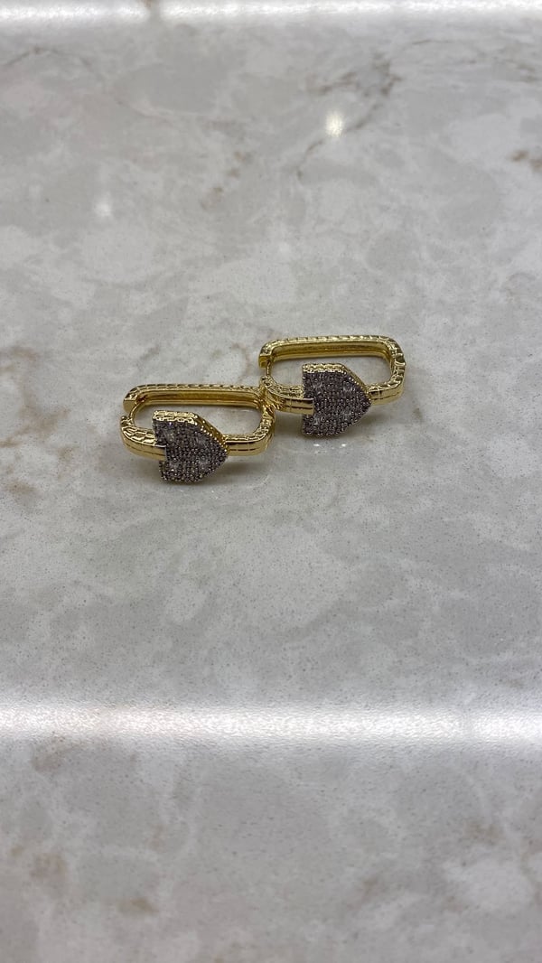Köşeli Kalp Gold Küpe