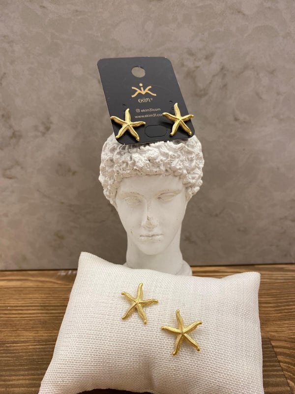 Mat Gold Kaplama Deniz Yıldızı Küpe
