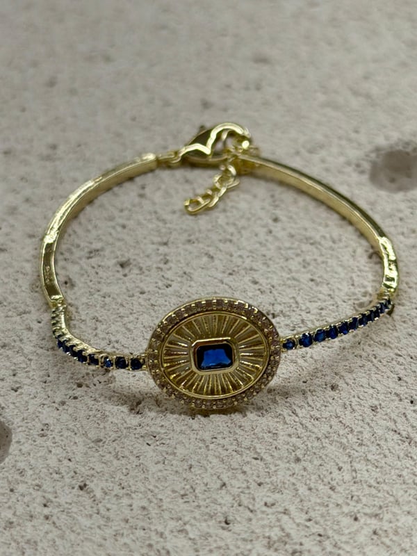 Mavi Taşlı Oval Bileklik