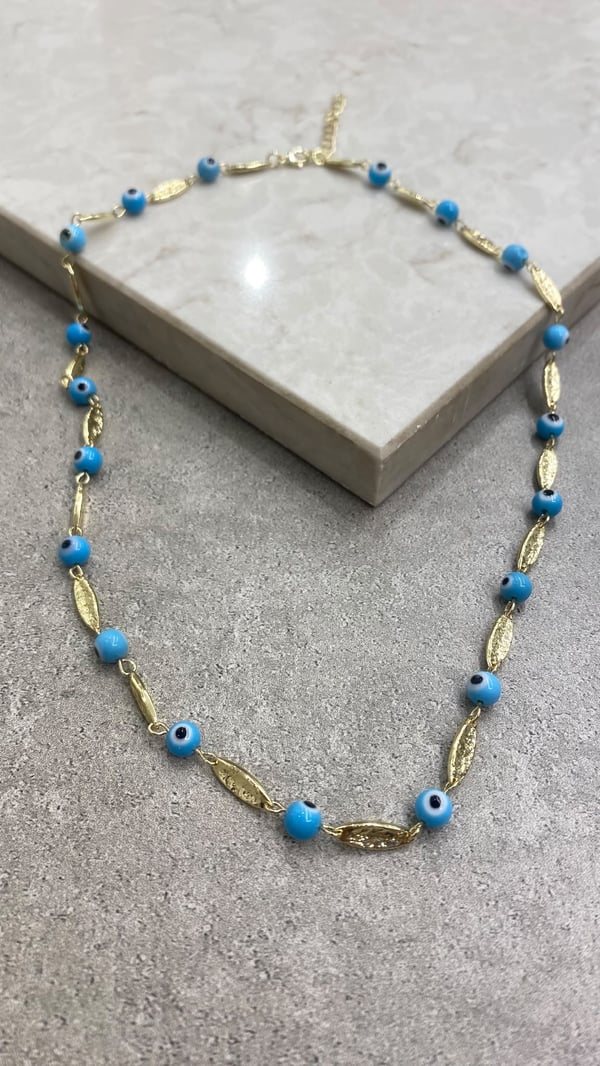 Nazar Boncuklu Gold Kolye