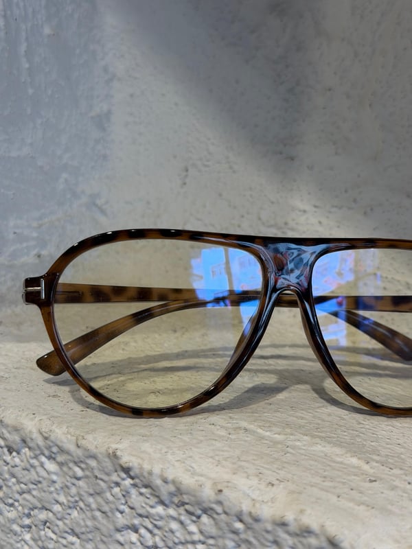 Oval Leoparlı Şeffaf Gözlük