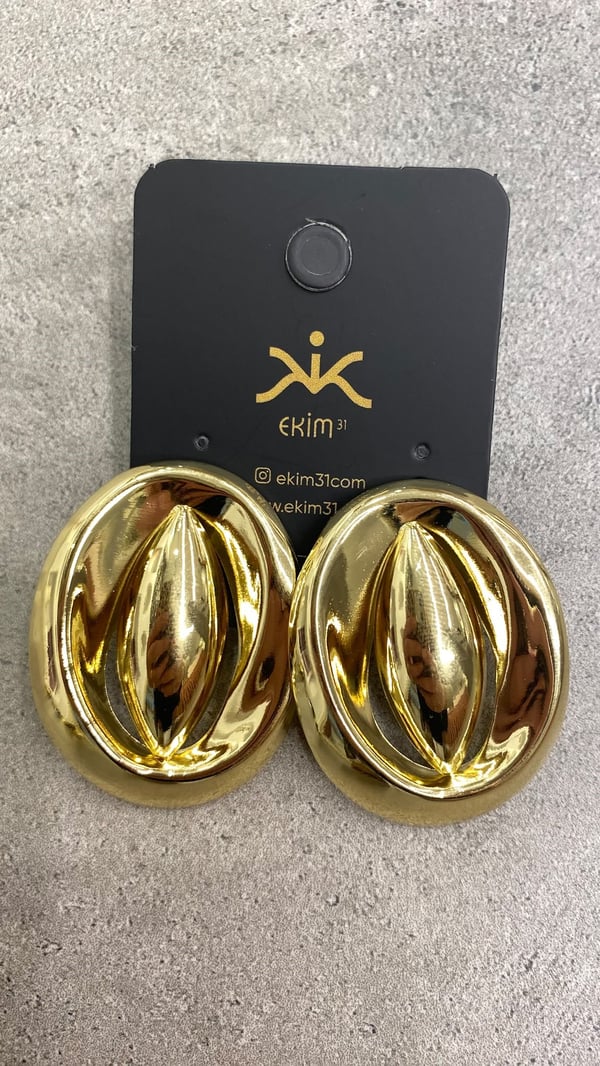 Oval Model Gold Küpe