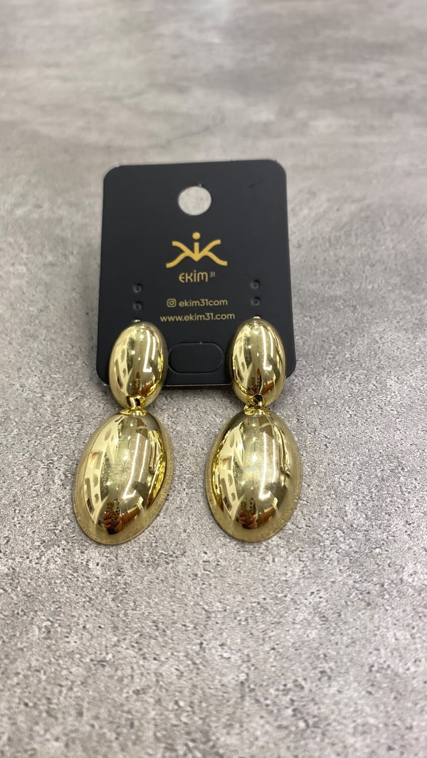 Oval Sallantılı Gold Küpe 