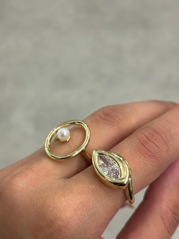 Oval Taş Gold Yüzük 