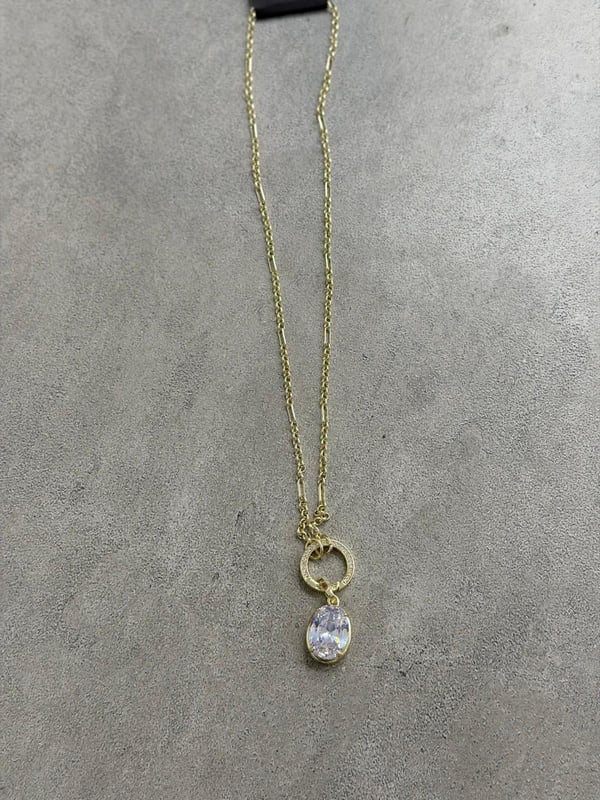 Oval Zirkon Taşlı Kolye