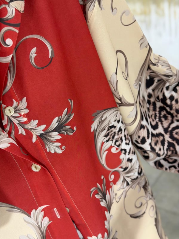 Oversize Kırmızı Leopar Desenli Gömlek 