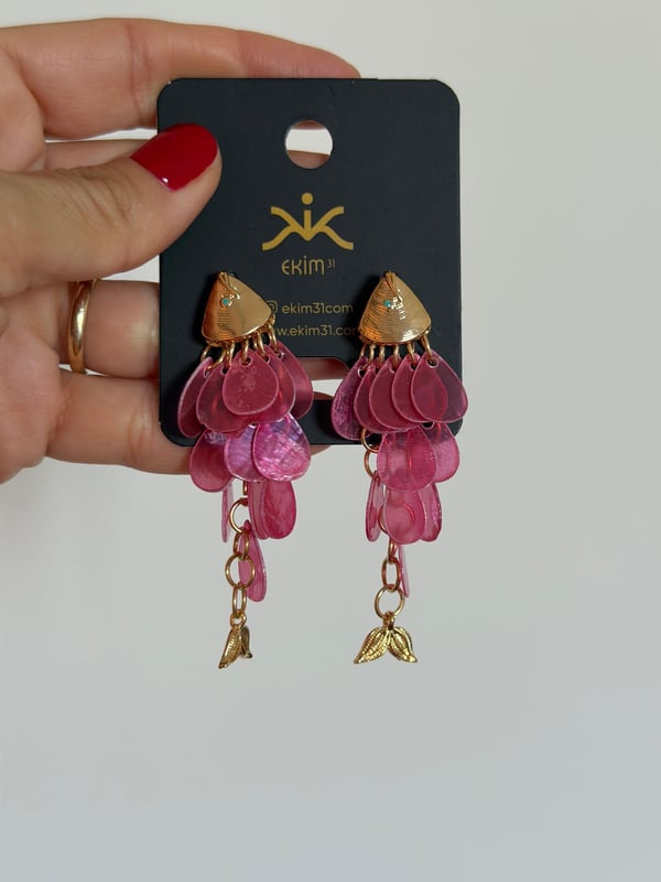Pembe Pullu Balık Küpe