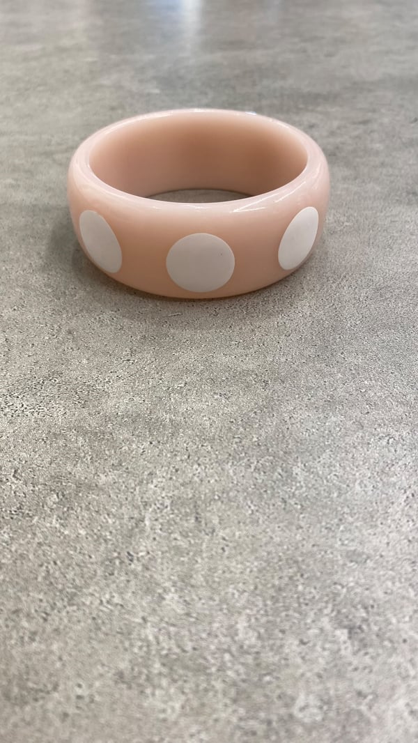 Pembe Üzeri Beyaz Puantiye Kemik Bileklik