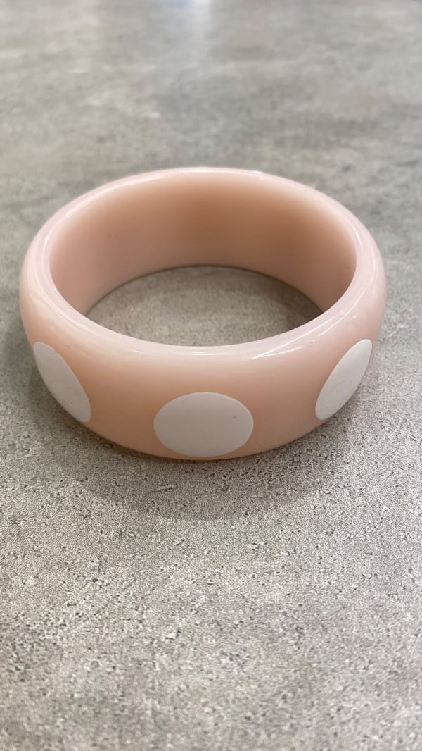 Pembe Üzeri Beyaz Puantiye Kemik Bileklik