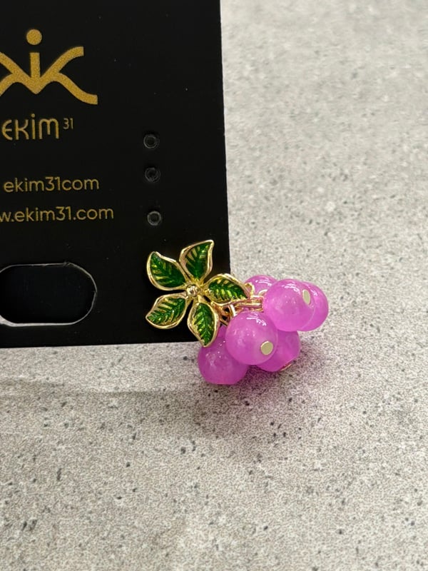 Pembe Üzüm Salkımı Küpe