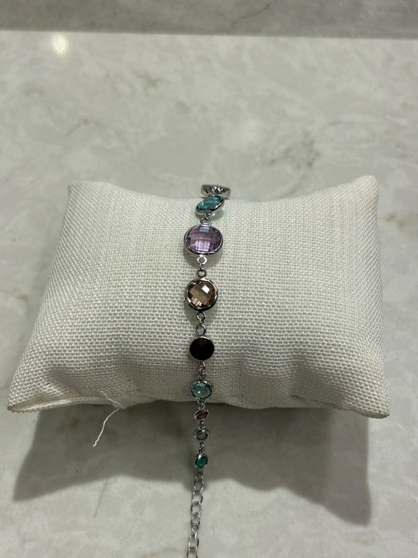 Renkli Taşlı Silver Bileklik 