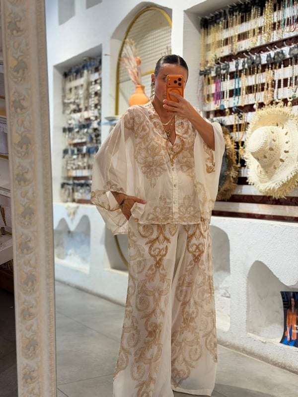 Şal Desen Ekru Takım