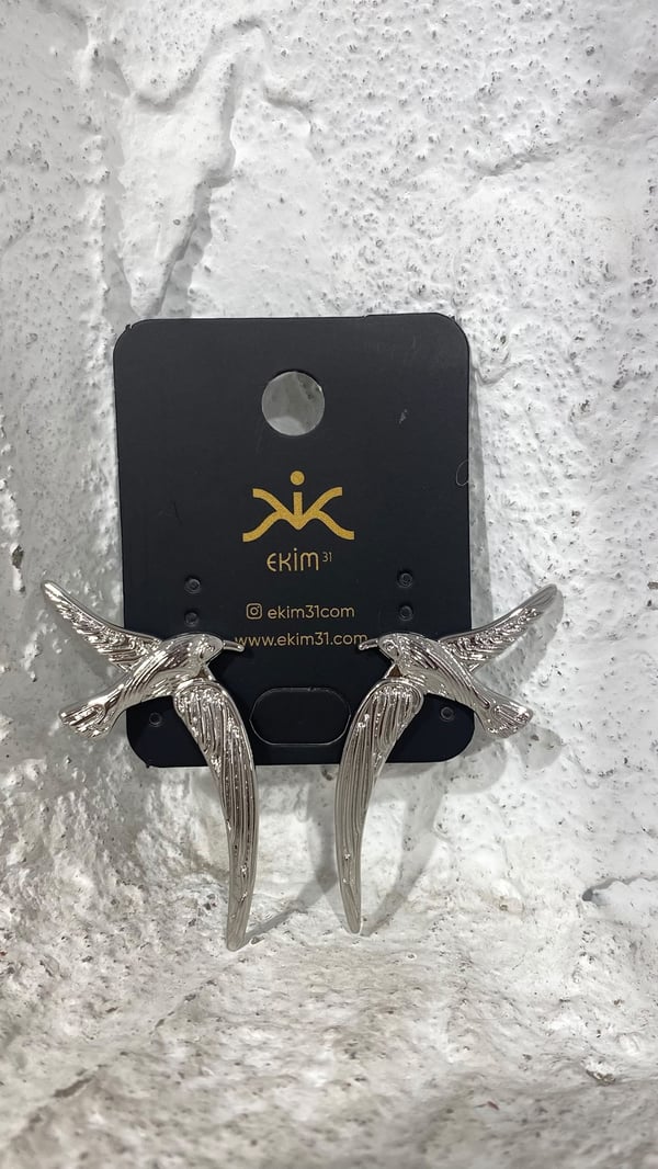 Silver Kuş Figürlü Küpe