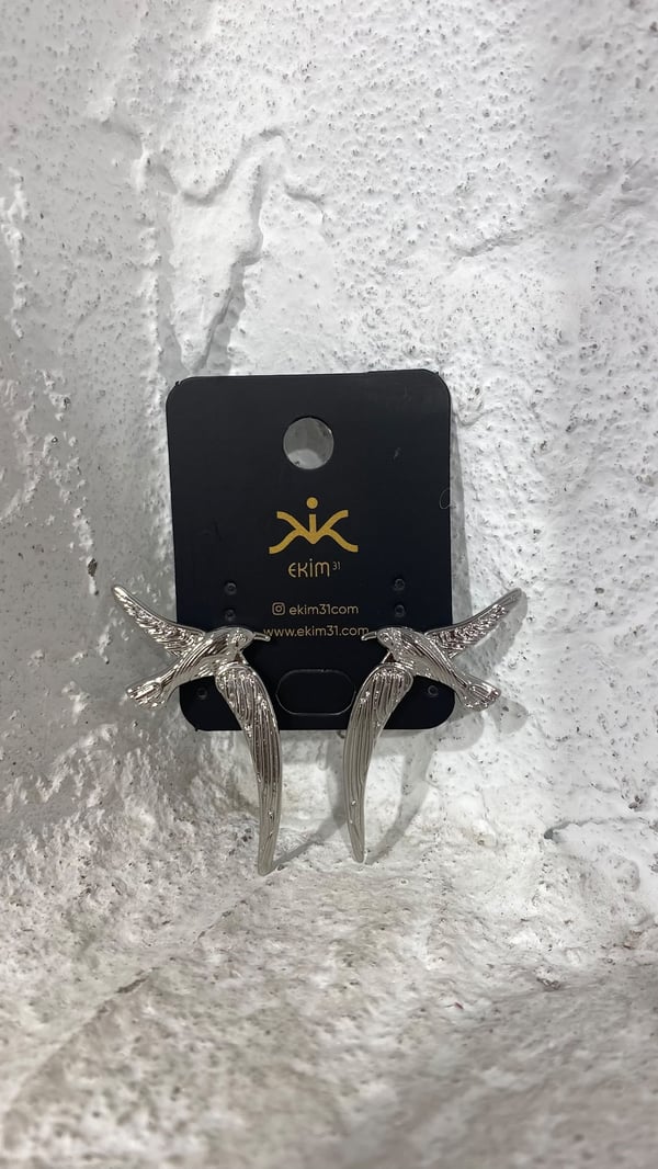 Silver Kuş Figürlü Küpe