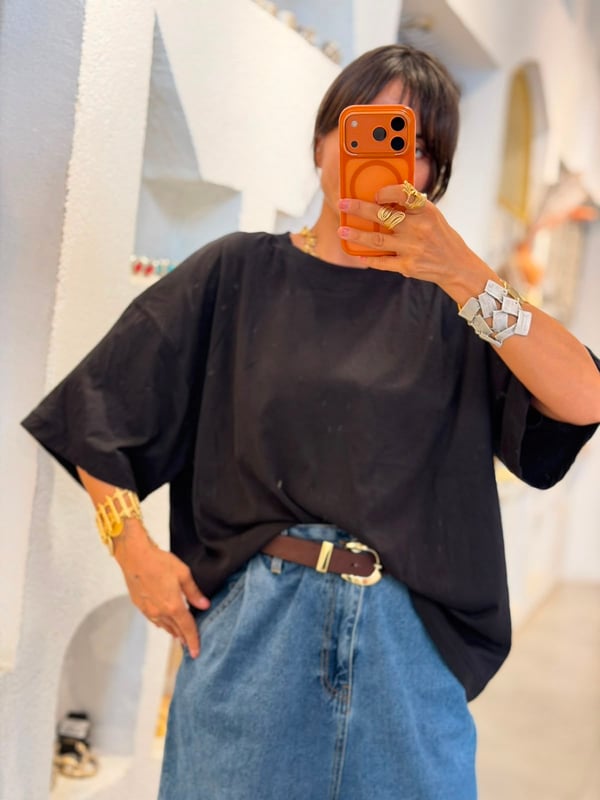 Siyah Basic Oversize Tişört