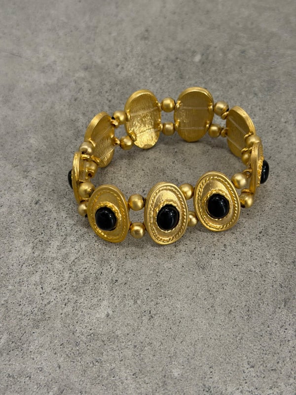 Siyah Boncuklu Gold Bohem Bileklik 