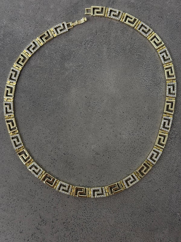 Taşlı Gold Zikzak Kolye 