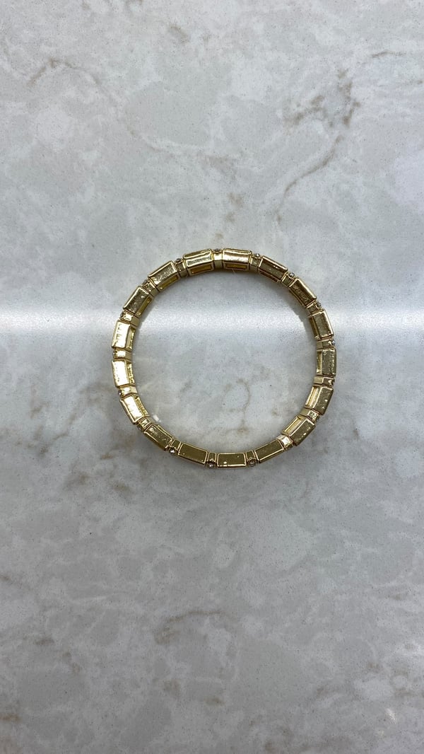 Taşlı Lastikli Gold Bileklik