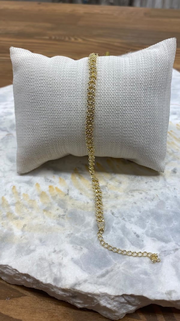 Taşlı Zincir Gold Bileklik