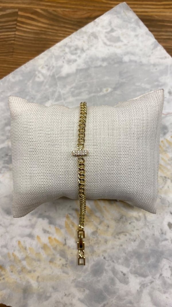 Taşlı Zincir Gold Bileklik