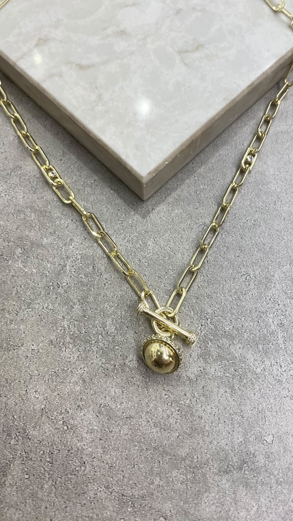 Top Detaylı Halka Zincir Gold kolye 