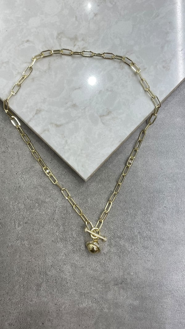 Top Detaylı Halka Zincir Gold kolye 
