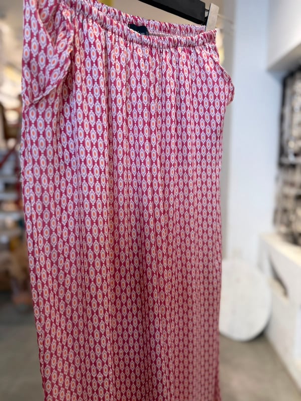 Vintage Saten Fuşya Pantalon