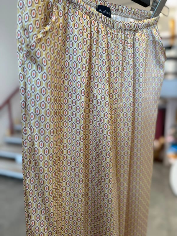 Vintage Saten Sarı Pantolon
