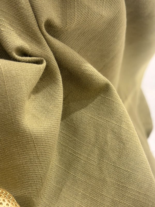 Yakalı Keten Yeşil Oversize Elbise