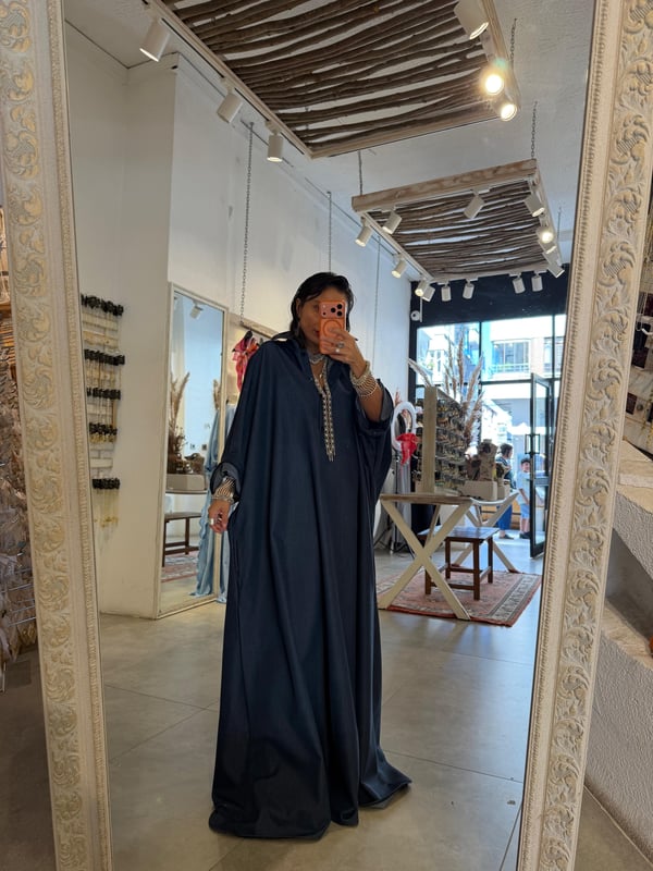 Yakalı Oversize Jean Elbise