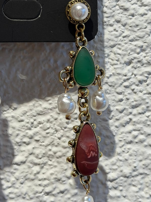 Yeşil Bordo Küpe
