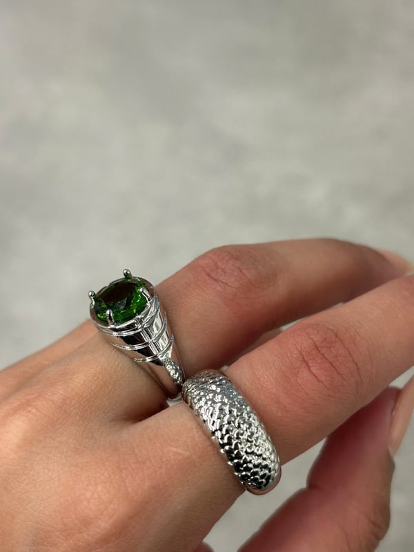 Yeşil Taşlı Silver Yüzük