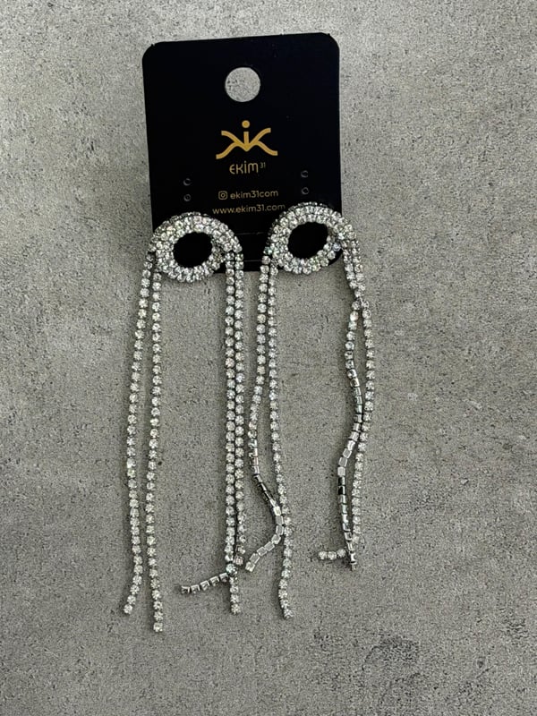 Yuvarlak Sallantılı Zircon Taş Küpe