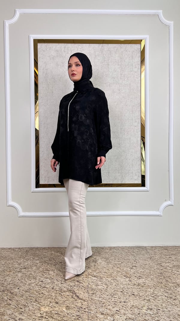 Desenli İpek Saten tunik Gömlek 3236