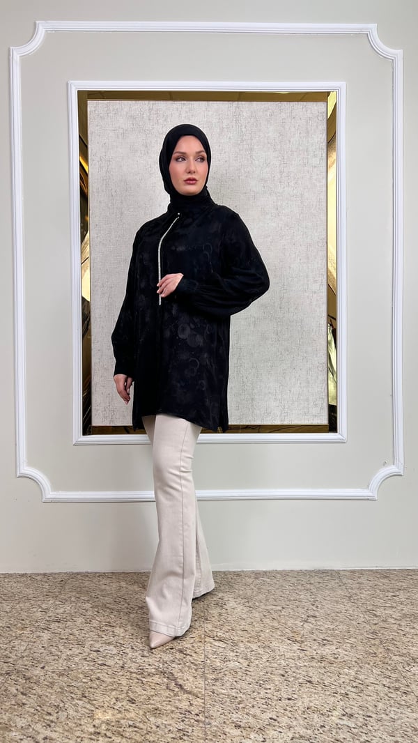 Desenli İpek Saten tunik Gömlek 3236