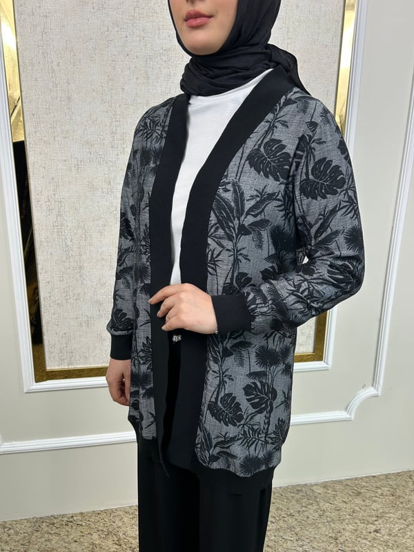 Desenli Keten Ribanalı Hırka 3289