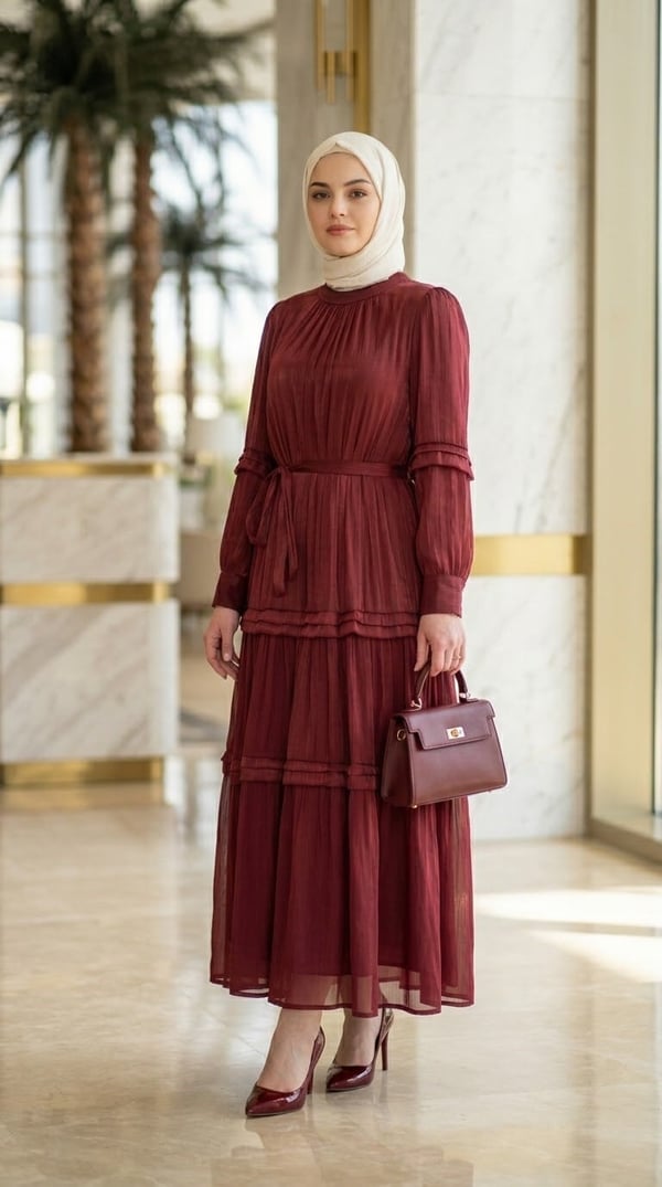 İpek Organze Kumaş Elbise 3037