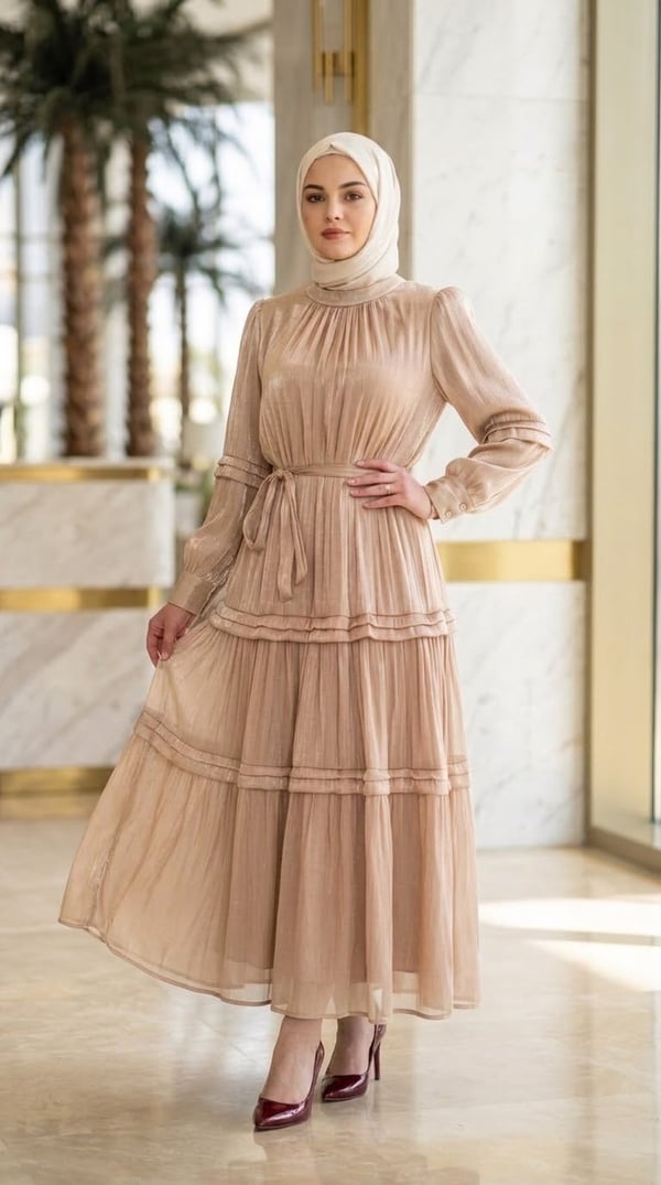 İpek Organze Kumaş Elbise 3037