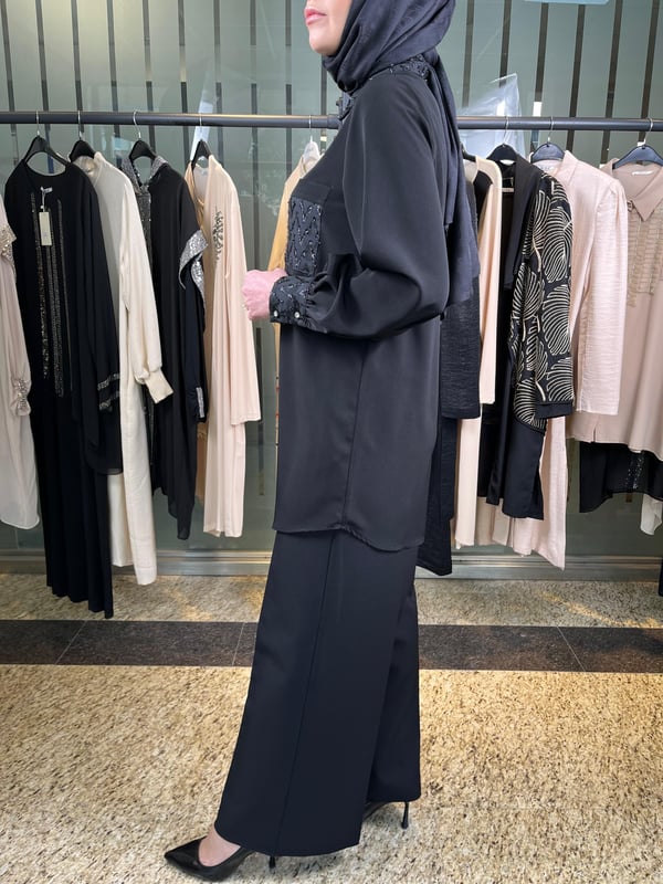 Kumaş Kombinli Tunik Gömlek 2060