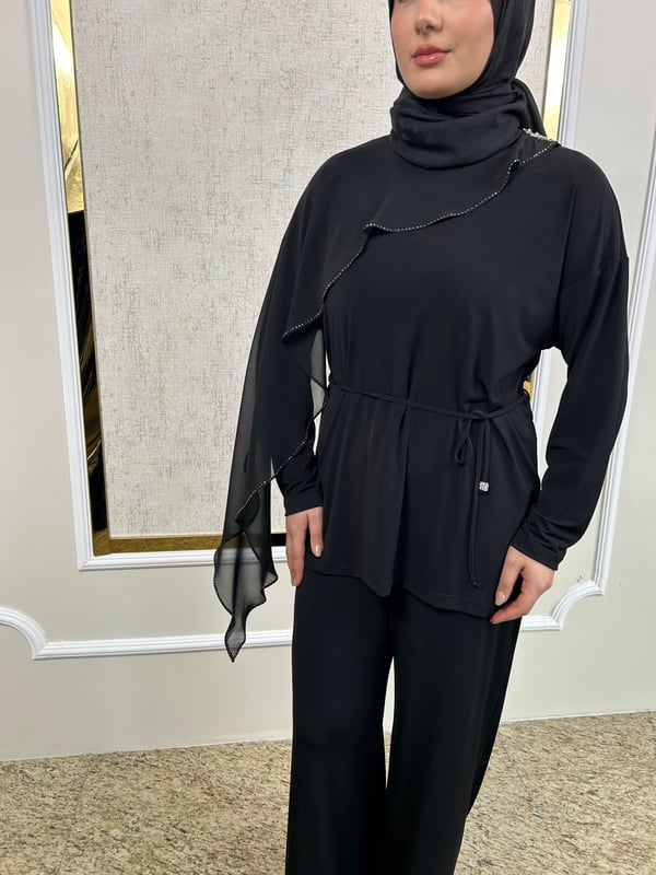 Şifonlu Taş Süslemeli Tunik 3320