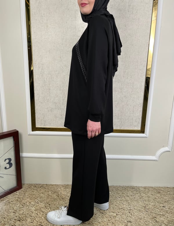 Taş Süslemeli Tunik-Pantolon Takım 2425