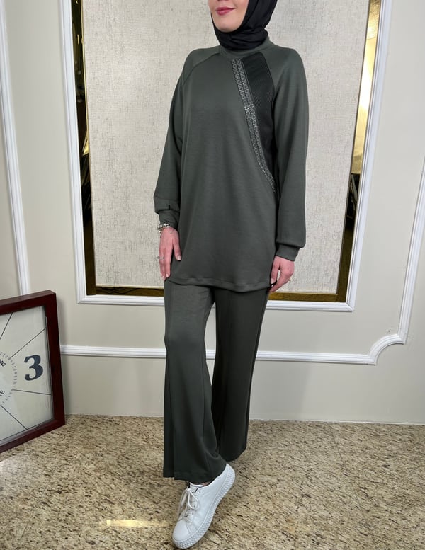 Taş Süslemeli Tunik-Pantolon Takım 2425